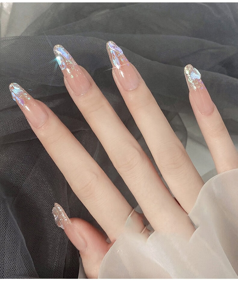 薇林网红指甲钻石美甲水钻饰品2021年新款极光钻超闪蝴蝶结网红装饰