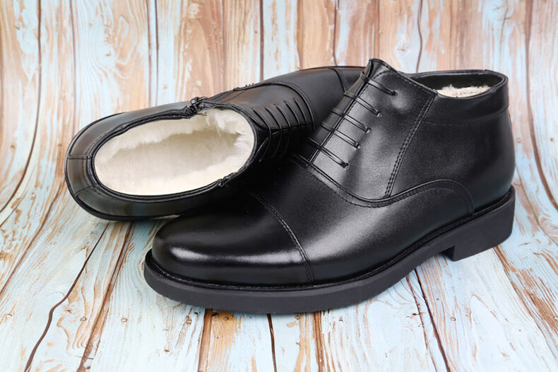 军勾棉靴皮鞋冬靴男款特战冬季商务正装真皮高帮东北加厚羊毛保暖拉链