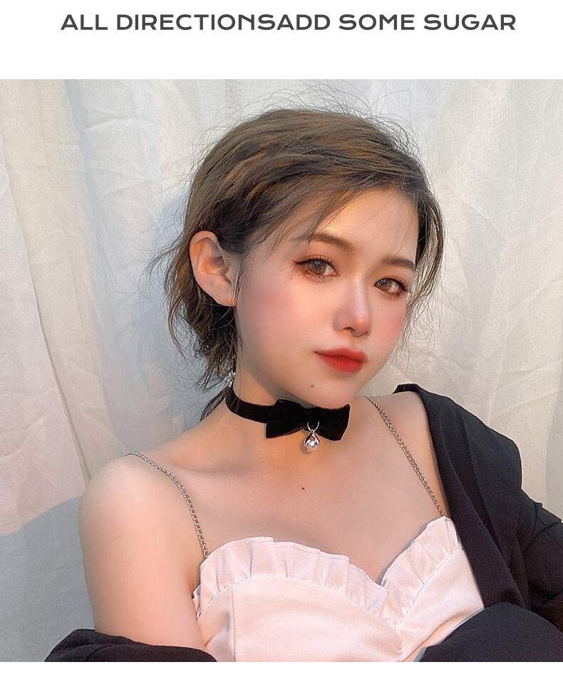 圣诞铃铛项圈项链女脖子锁骨链红色脖圈蝴蝶结choker小吊坠颈链环酒