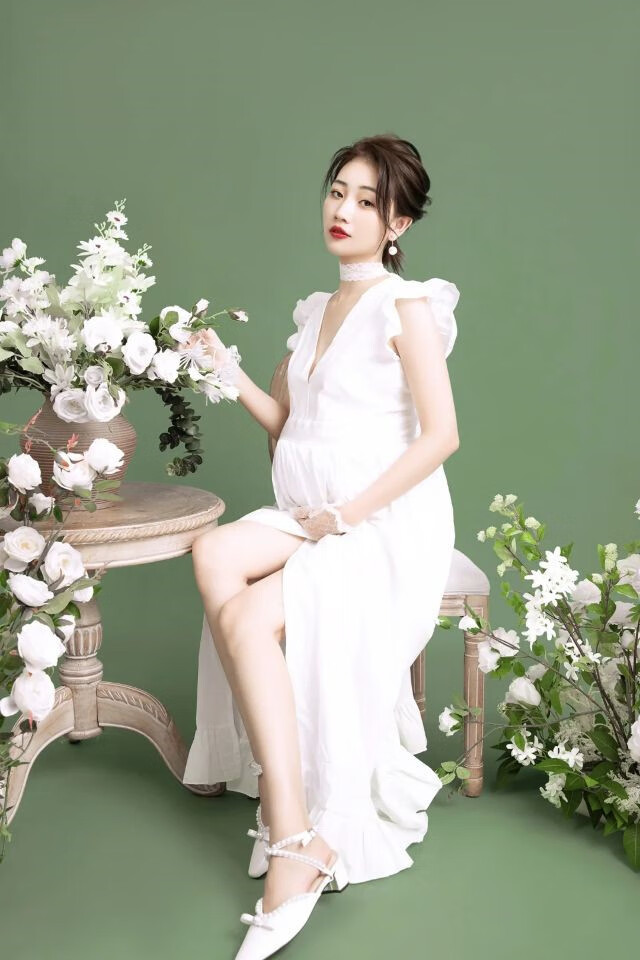 【怀孕五六个月】孕妇照写真服装摄影吊带连衣裙影楼拍照衣服饰主题大