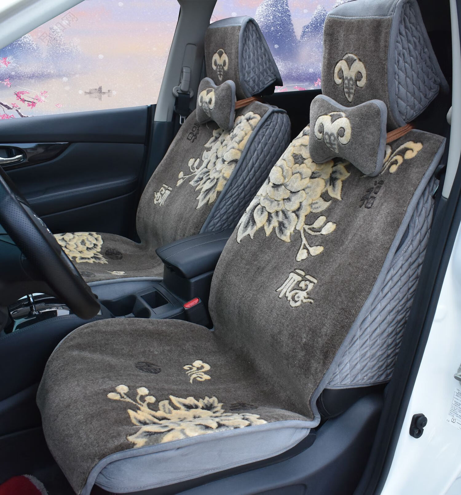 纯羊毛羊绒地毯汽车坐垫四季通用全包车座套冬季棉垫藏式车毯卡垫