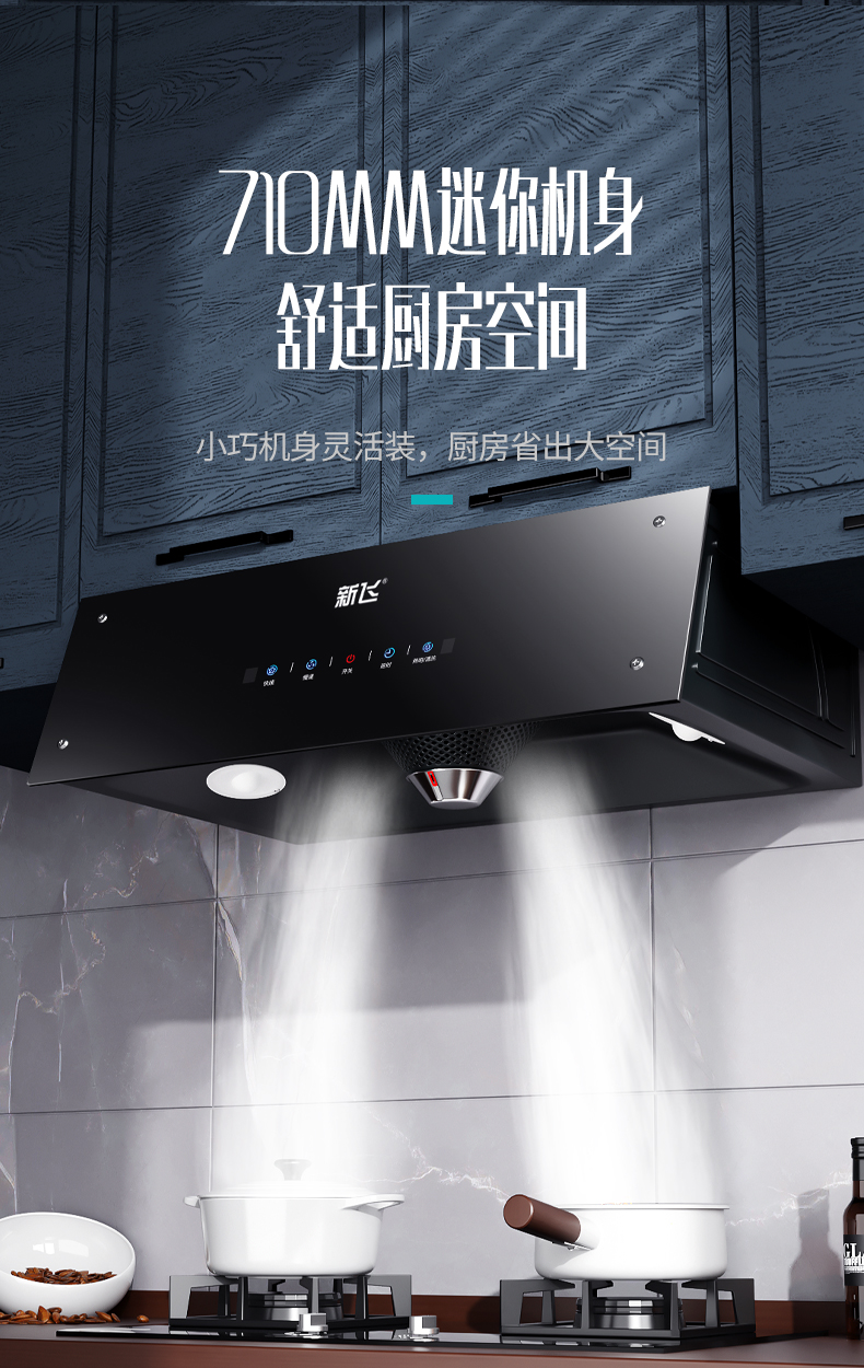 新飞家用抽油烟机厨房大吸力小型中式吸油烟机顶吸式出租房油畑机米蚁