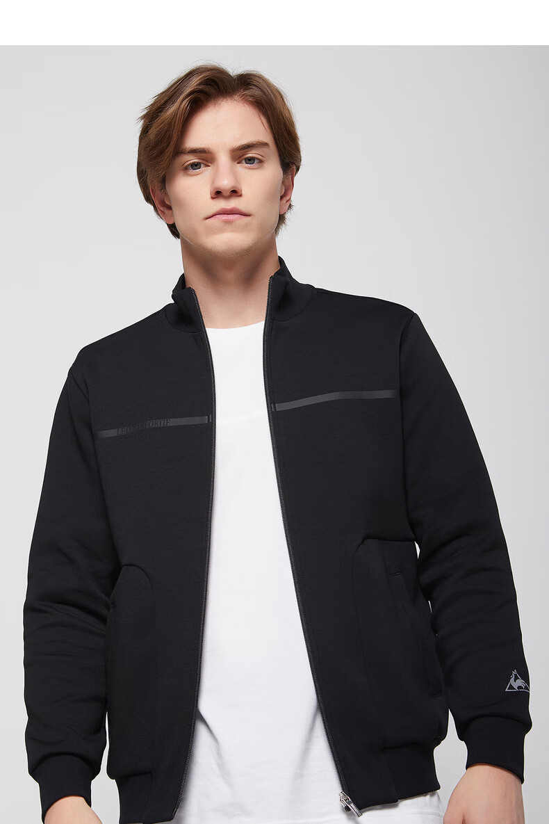 乐卡克法国公鸡简约时尚休闲立领拉链开衫外套男 红色 l