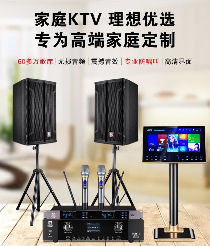 曼龙malone曼龙音响家用ktv音响套装kt3812套装家用ktv会议教室商用挂