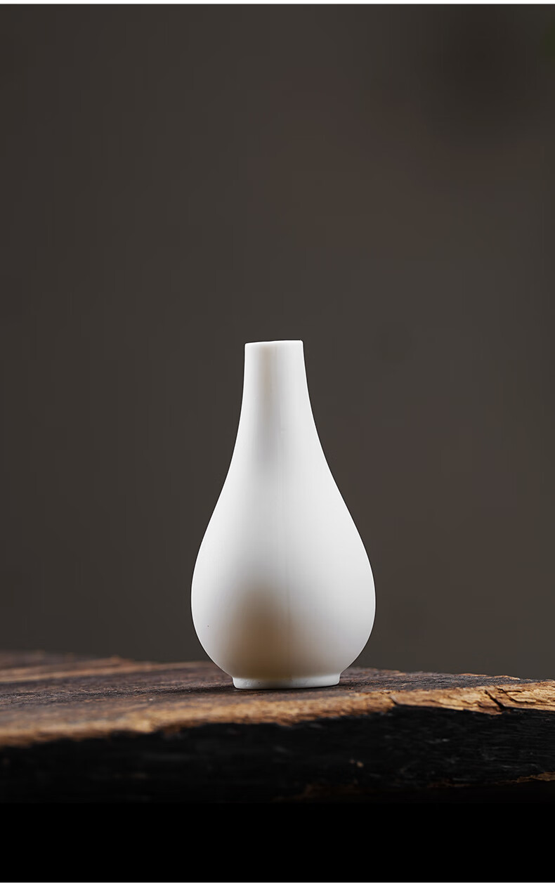 2022新款白瓷花瓶羊脂玉迷你陶瓷小花瓶白瓷花器禅意简约水培绿萝