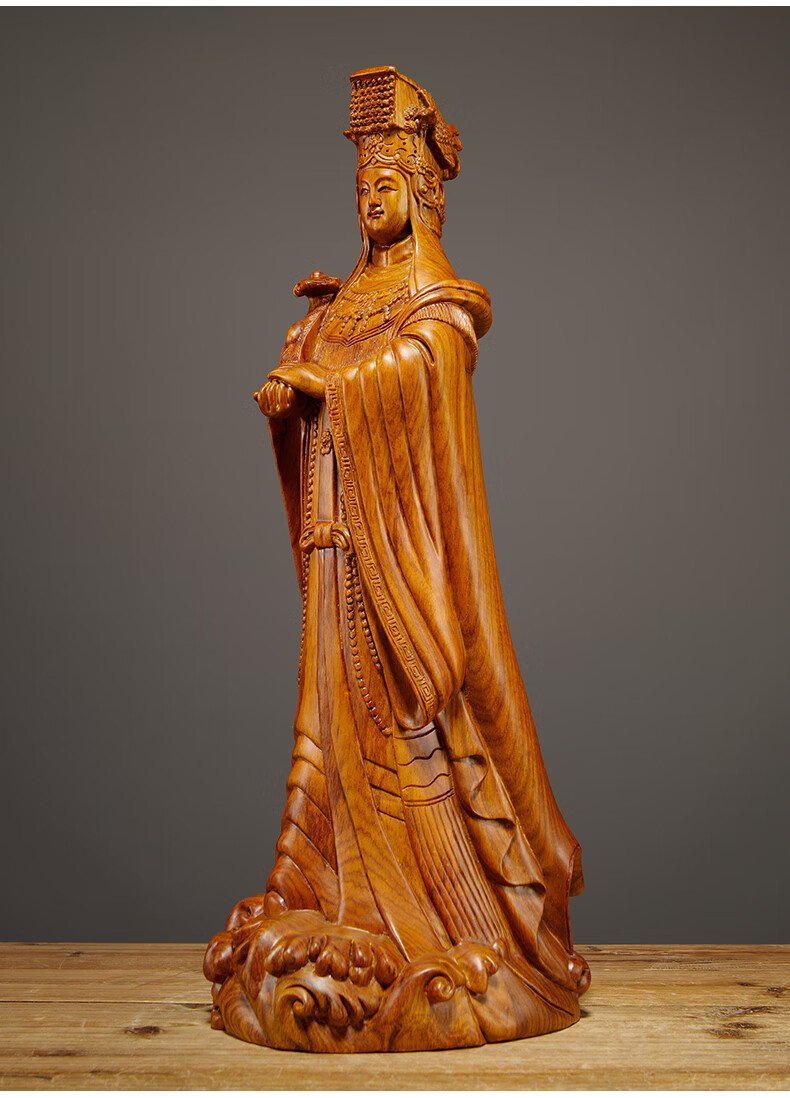 鲁积图 花梨木雕刻妈祖神像摆件湄洲海神天上圣母红木工艺品家居供奉