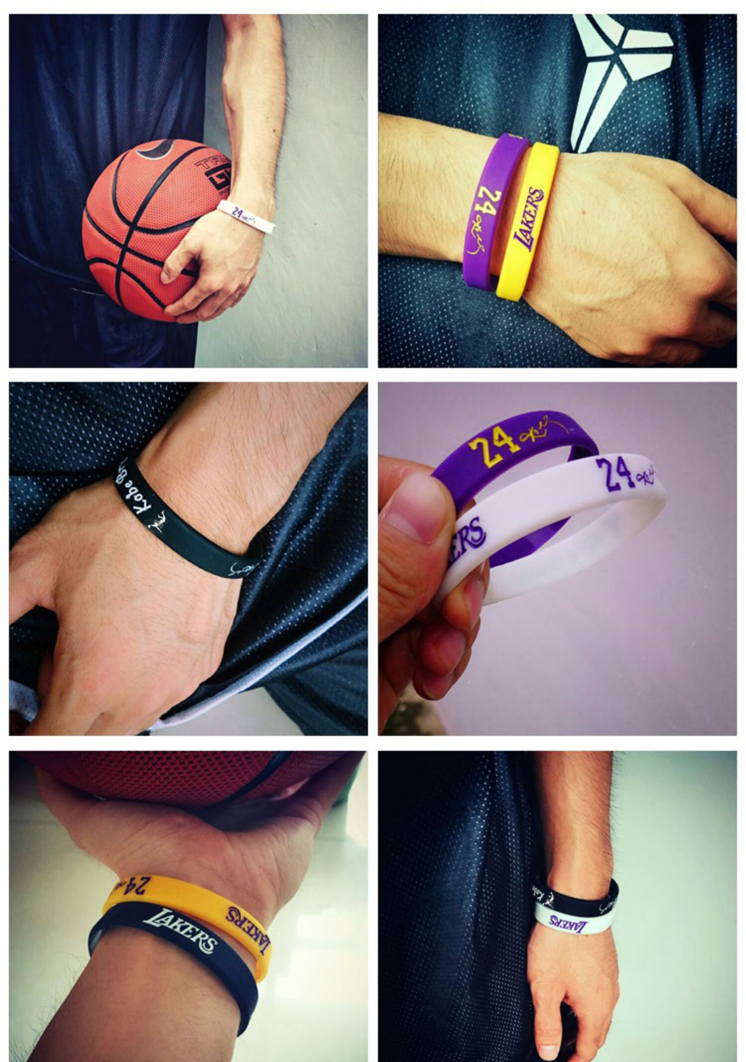 24号篮球手环夜光湖人队黑曼巴纪念运动腕带情侣手链带大小号11号ki白