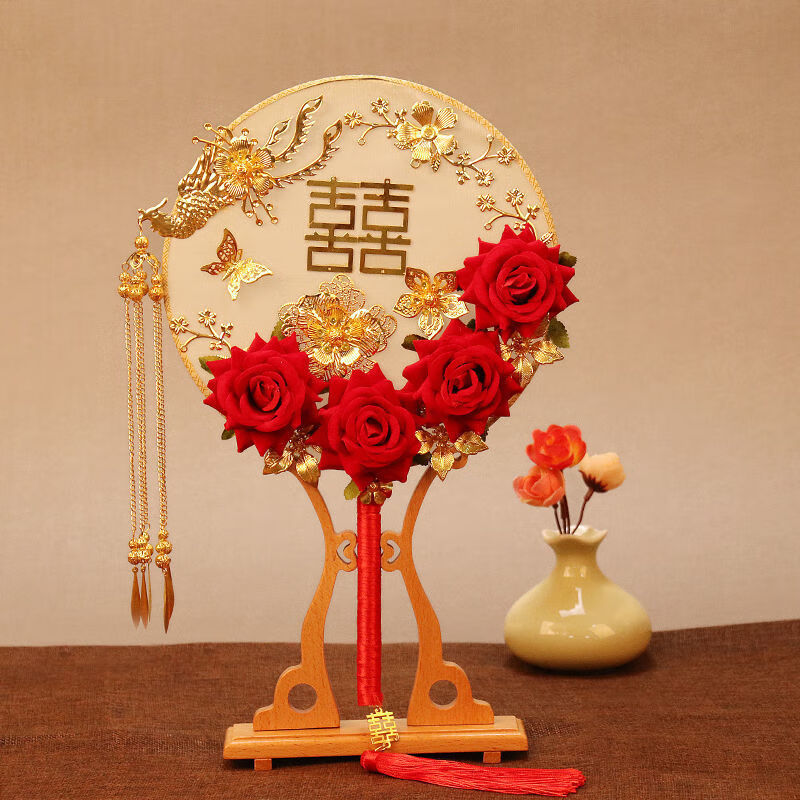 团扇结婚古风新娘团扇成品结婚中式婚礼秀禾手工diy喜扇