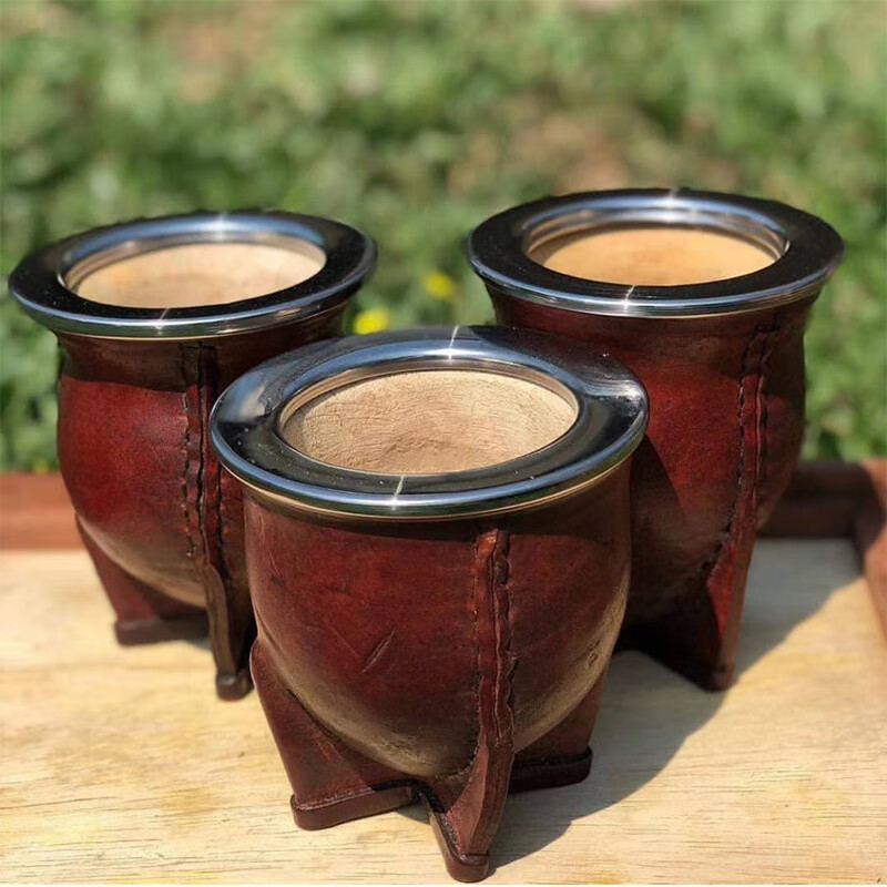 杯 纯手工定制牛皮开口马黛茶杯马黛茶专用杯武磊梅西同款马黛茶茶具