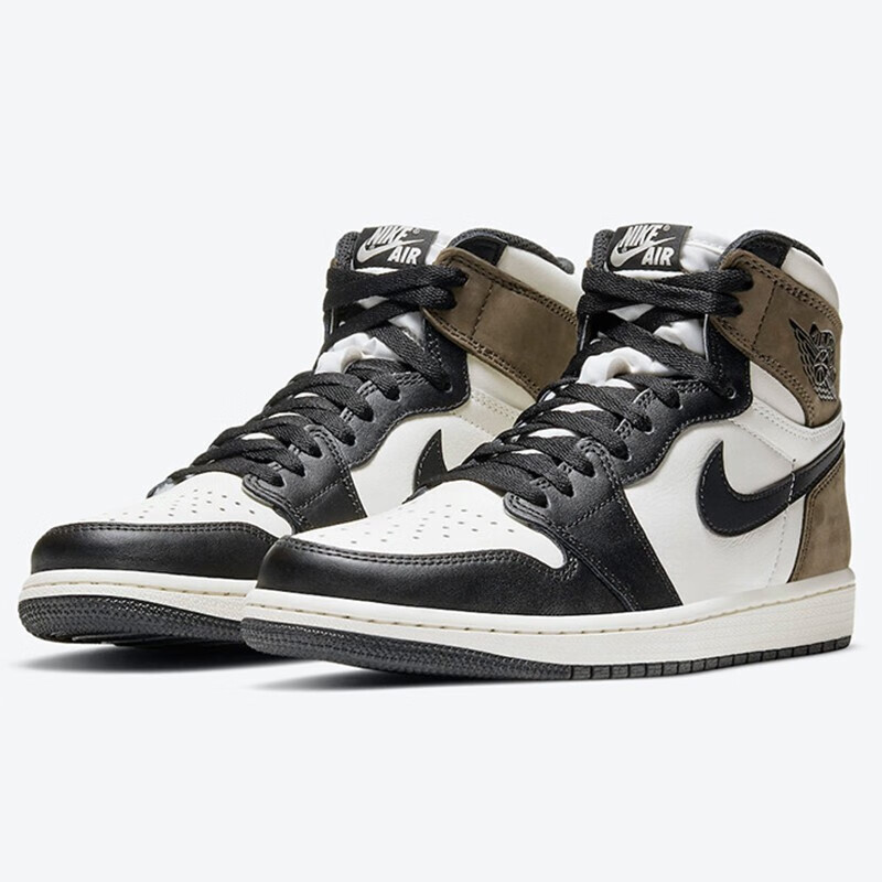 潮nike耐克男鞋2021冬季新款airjordan1aj1黑摩卡小倒钩黑棕情侣高帮