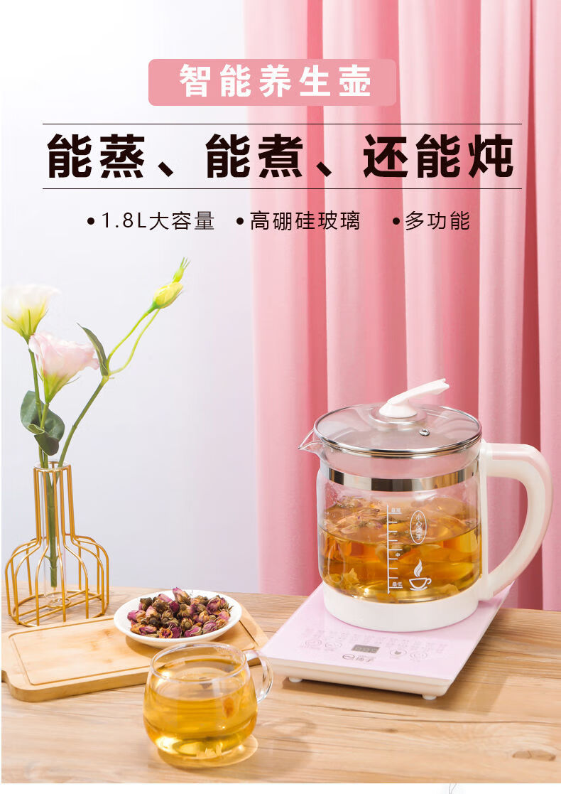 扬子适用于养生壶多功能保温定时高硼硅玻璃家用电热烧水壶煮茶壶1.