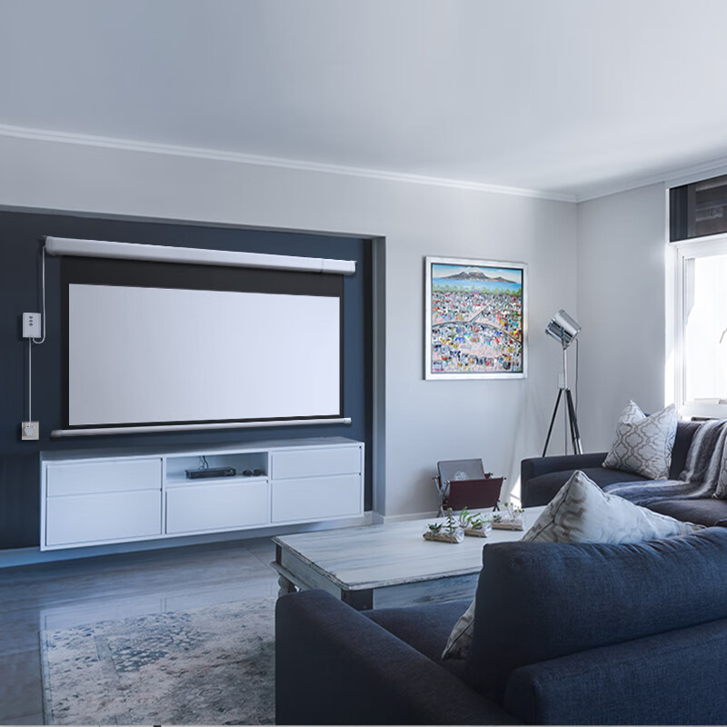 izw 舞台电动投影幕布客厅背景墙会议室投影大屏幕布180英寸200英寸