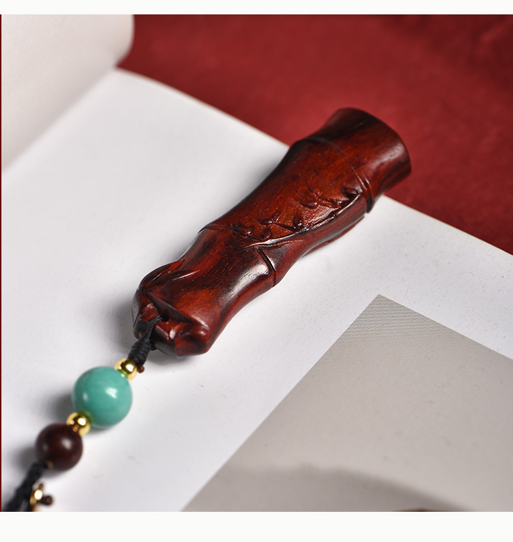 浅泰印度小叶紫檀竹报平安吊坠木雕手工竹节子钥匙扣挂件节节高手把件