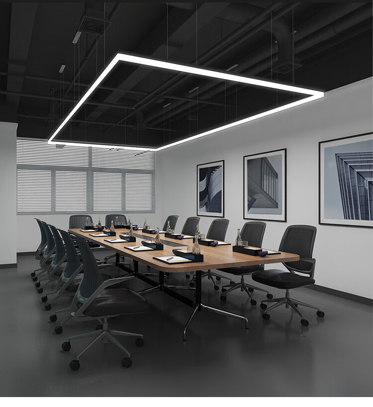 简约现代led长条灯办公室吊灯创意个性工作室会议室照明办公灯具 链接