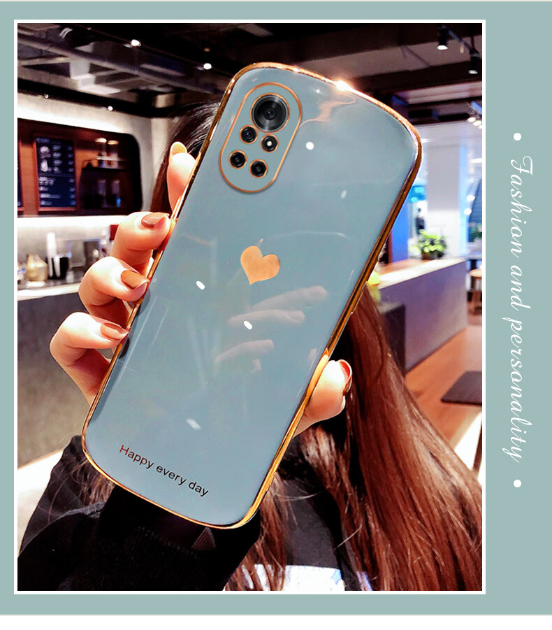 范逸尼适用于华为nova8pro手机壳硅胶椭圆形电镀简约爱心网红ins风女