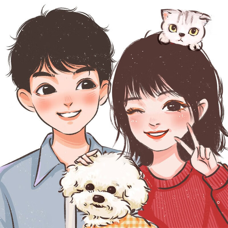 爱画画的子衿q版情侣头像结婚礼真人照片转卡通头像漫画设计约稿手绘