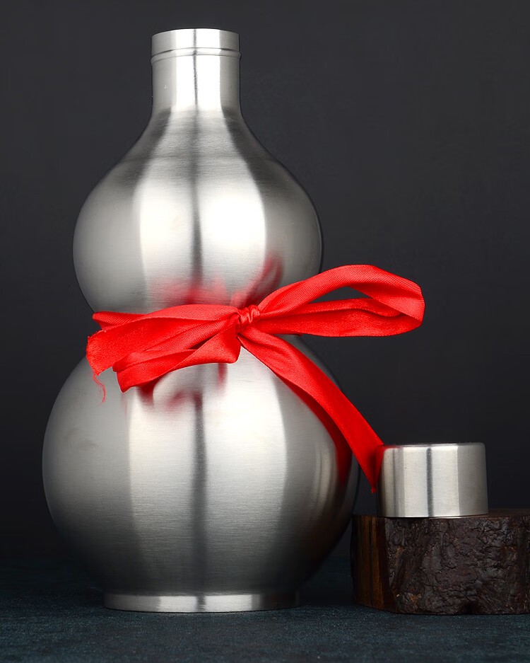 优凡优品304不锈钢葫芦白空酒葫芦户外随身家用装酒瓶子约1斤装2酒杯1