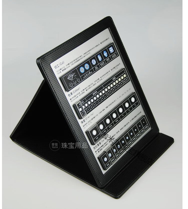 钻石4c牌皮质可折叠色泽重量金店珠宝4c讲解牌裸钻销售标准4c牌黑色