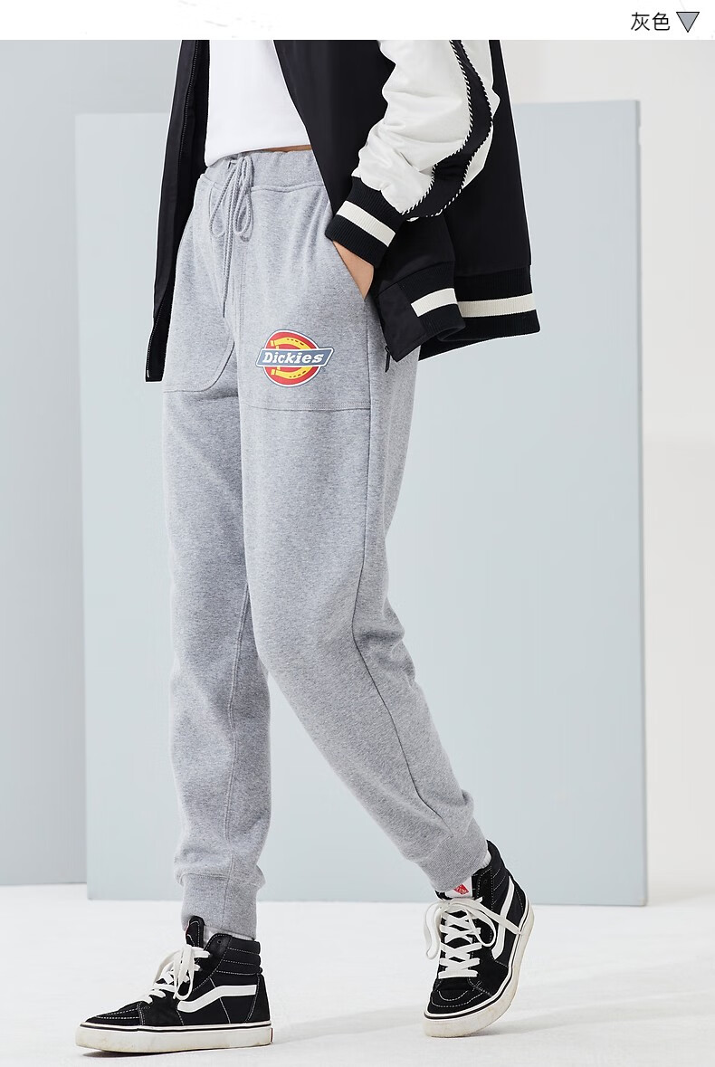 dickies休闲裤男女同款logo印花抓绒裤新品腰部抽绳休闲长裤女裤子女
