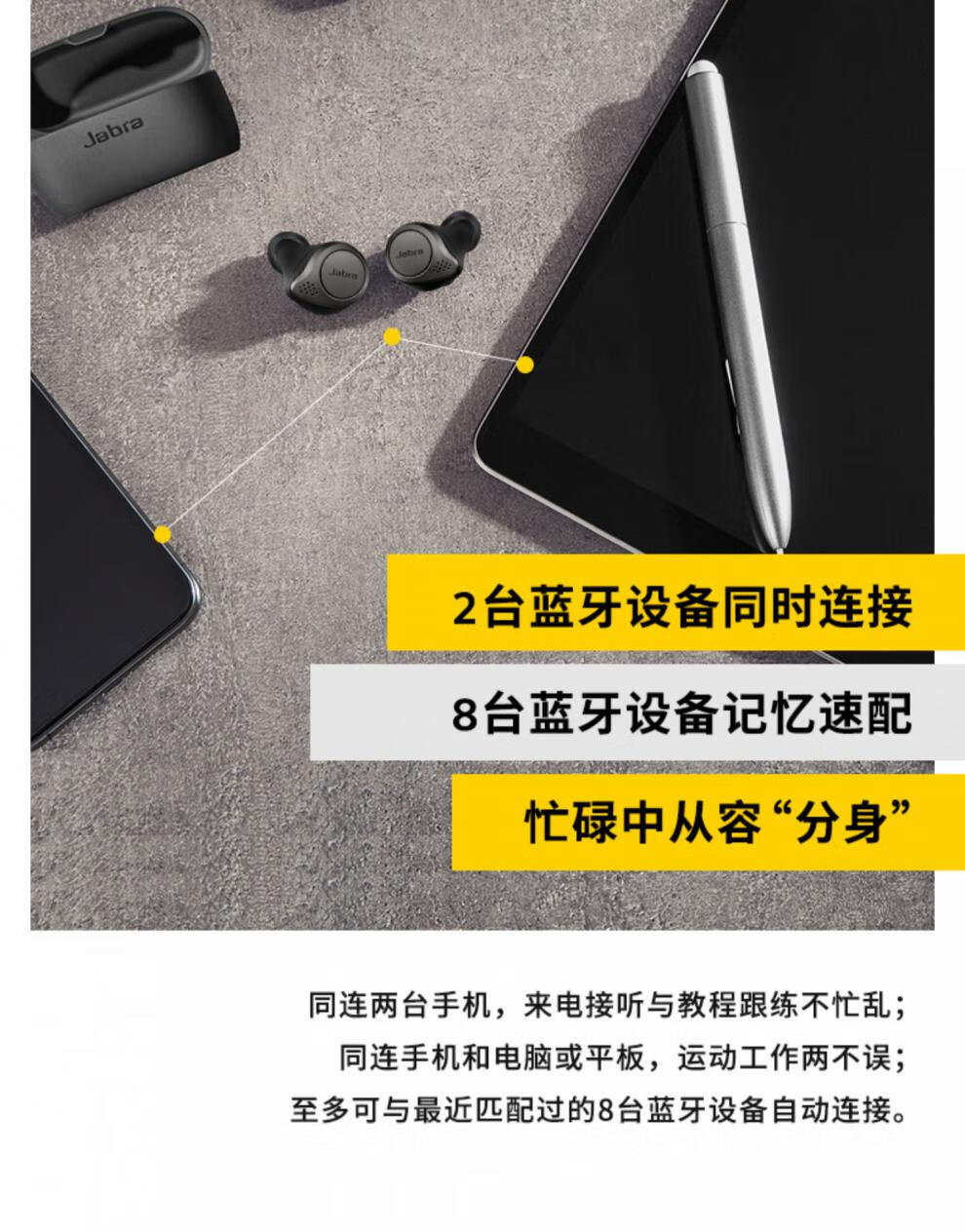 捷波朗(jabra)jabra捷波朗elite active 75t蓝/灰 运动蓝牙耳机 无线