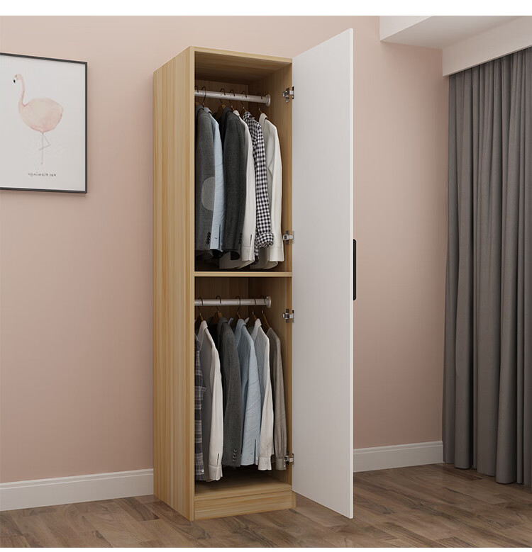 单门衣柜50家用卧室收纳易衣橱大小户型阳台储物柜子定制c白门暖白色