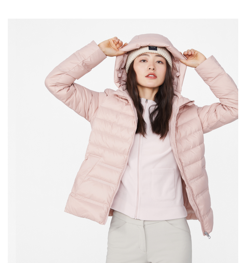 aigle艾高秋冬女士时尚保暖舒适轻量羽绒服白鹅绒檀香粉q477236