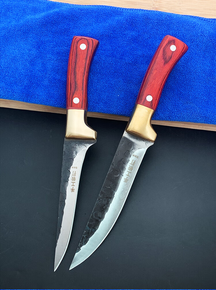 花纹钢锻打剔骨分割刀杀猪专用割肉刀剥皮刀特殊用途尖刀 玫红色 60