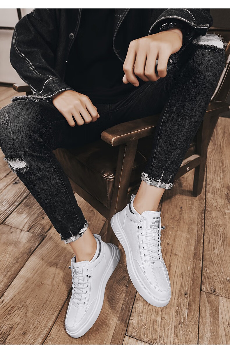 佐名仕鞋子男鞋2022年新款潮春季休闲皮鞋男士英伦风板鞋黑色厨师鞋