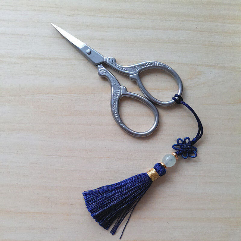 创意茶叶袋手工刺绣纸艺小剪刀小巧锋利中国风剪子金色小凤剪流苏随机