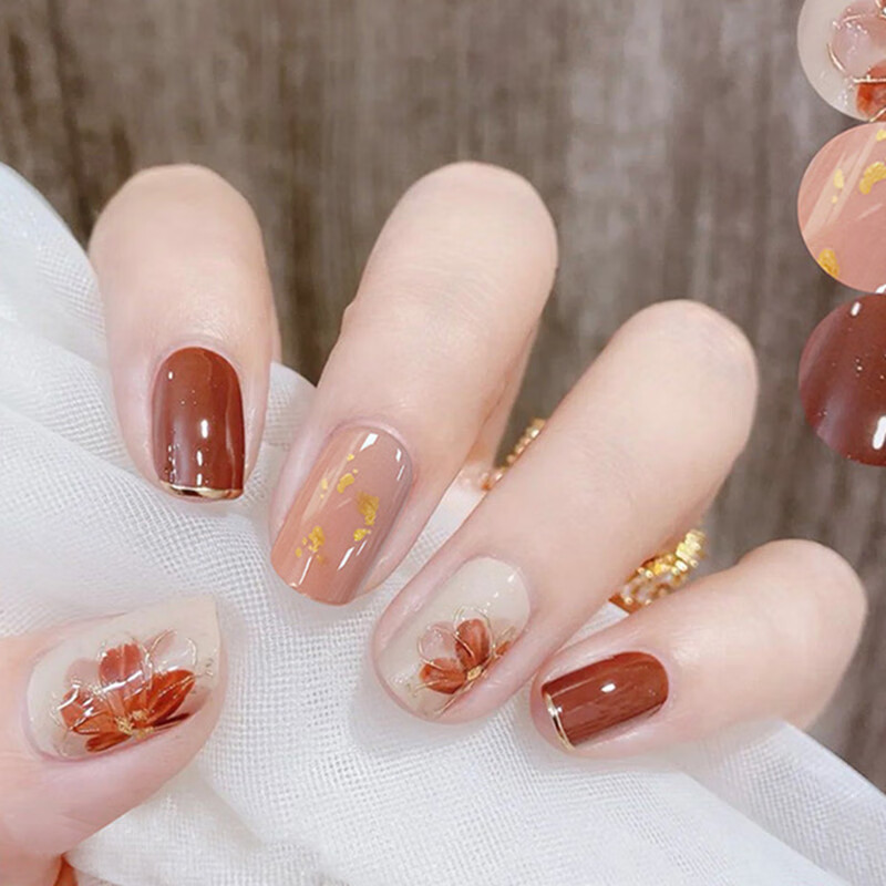 清新美甲贴片可爱假指甲可拆卸穿戴甲2021新款小号甲片软款卸戴 花色