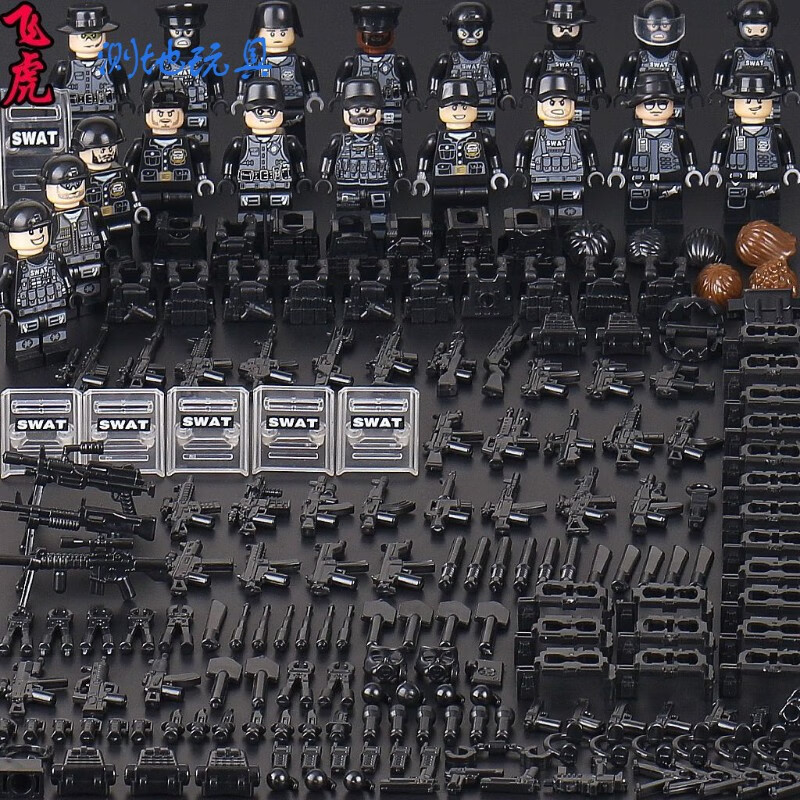 定制幻影忍者积木人偶仔警察小人城市反恐精英吃鸡男孩玩具生日礼物