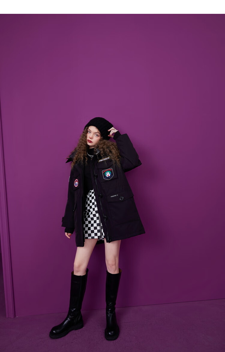 新款妖精的口袋工装中长款羽绒服外套女2021冬季派克服小个子发财红色