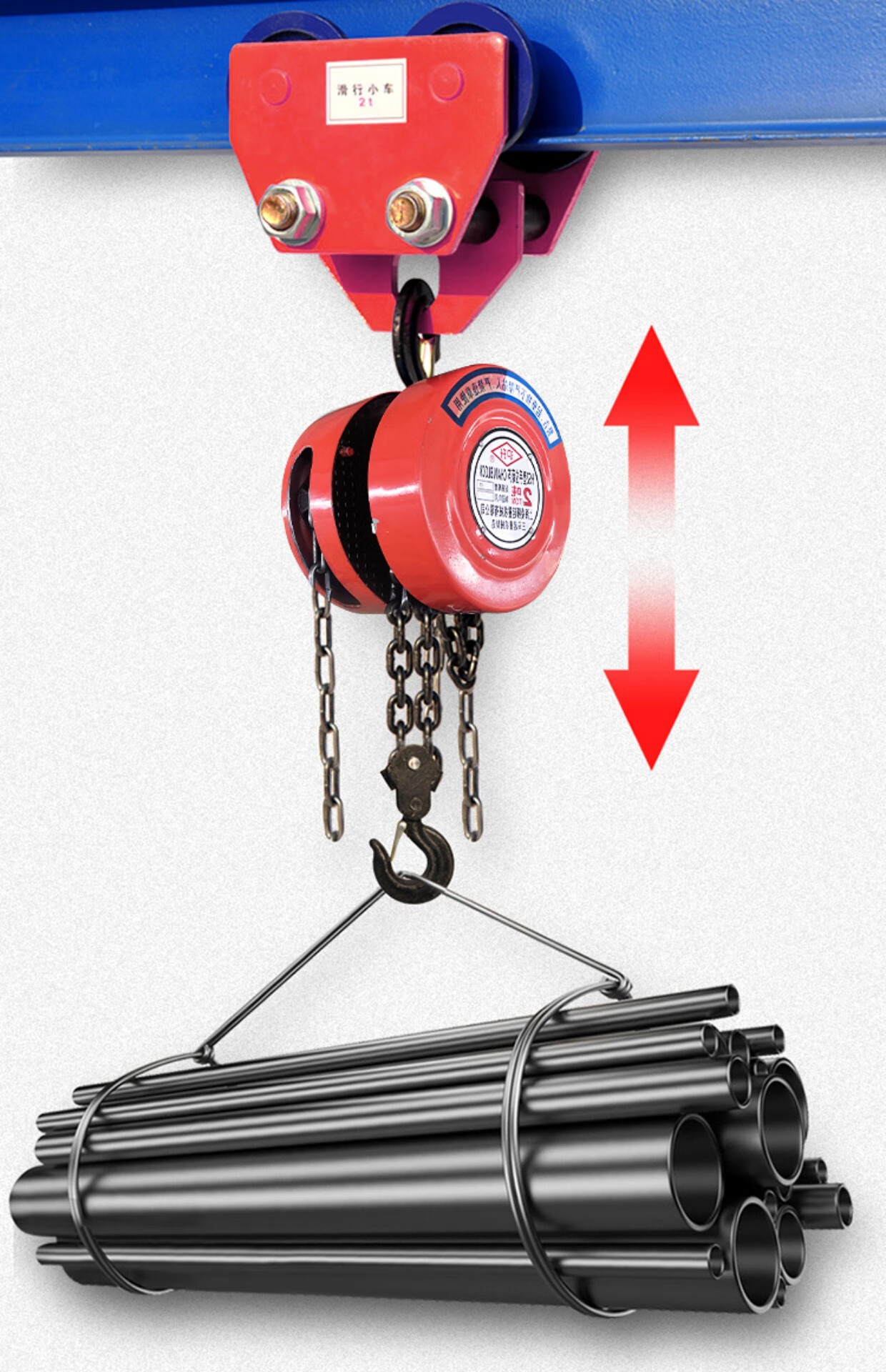 5/1/2/3吨单轨行车工字钢滑车电动葫芦起重龙门吊 1吨9米 手拉跑车