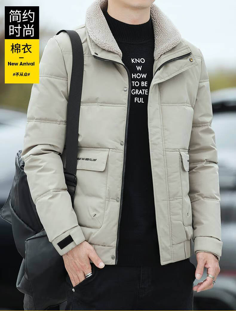 棉衣外套男秋潮流衣服加绒加厚冬装短款休闲潮牌棉服保暖棉袄子男士
