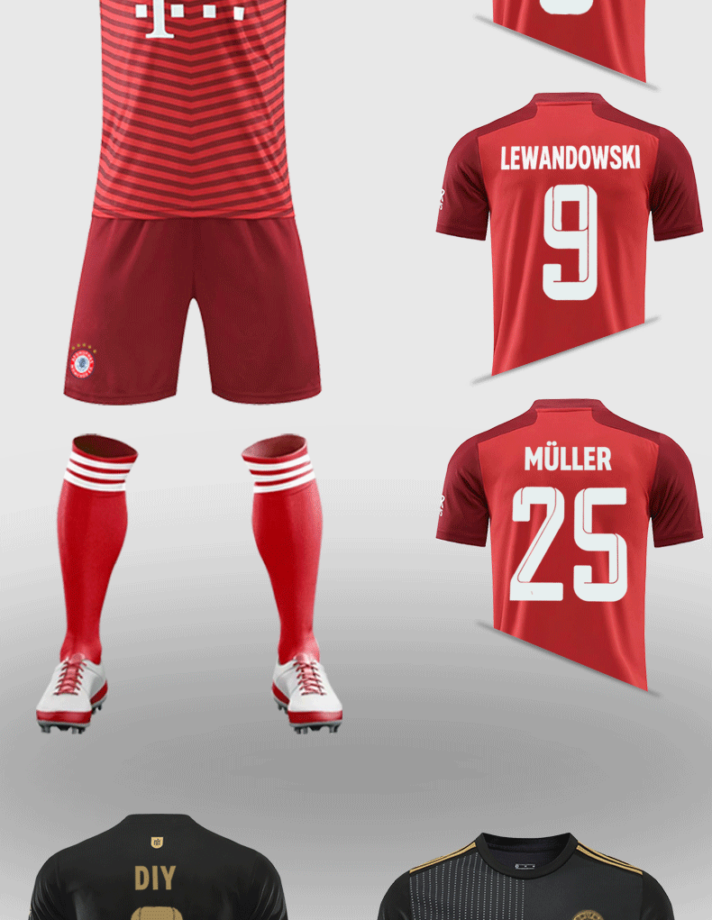 拜仁慕尼黑2122赛季9号莱万多夫斯基穆勒球衣足球服运动套装定制diy