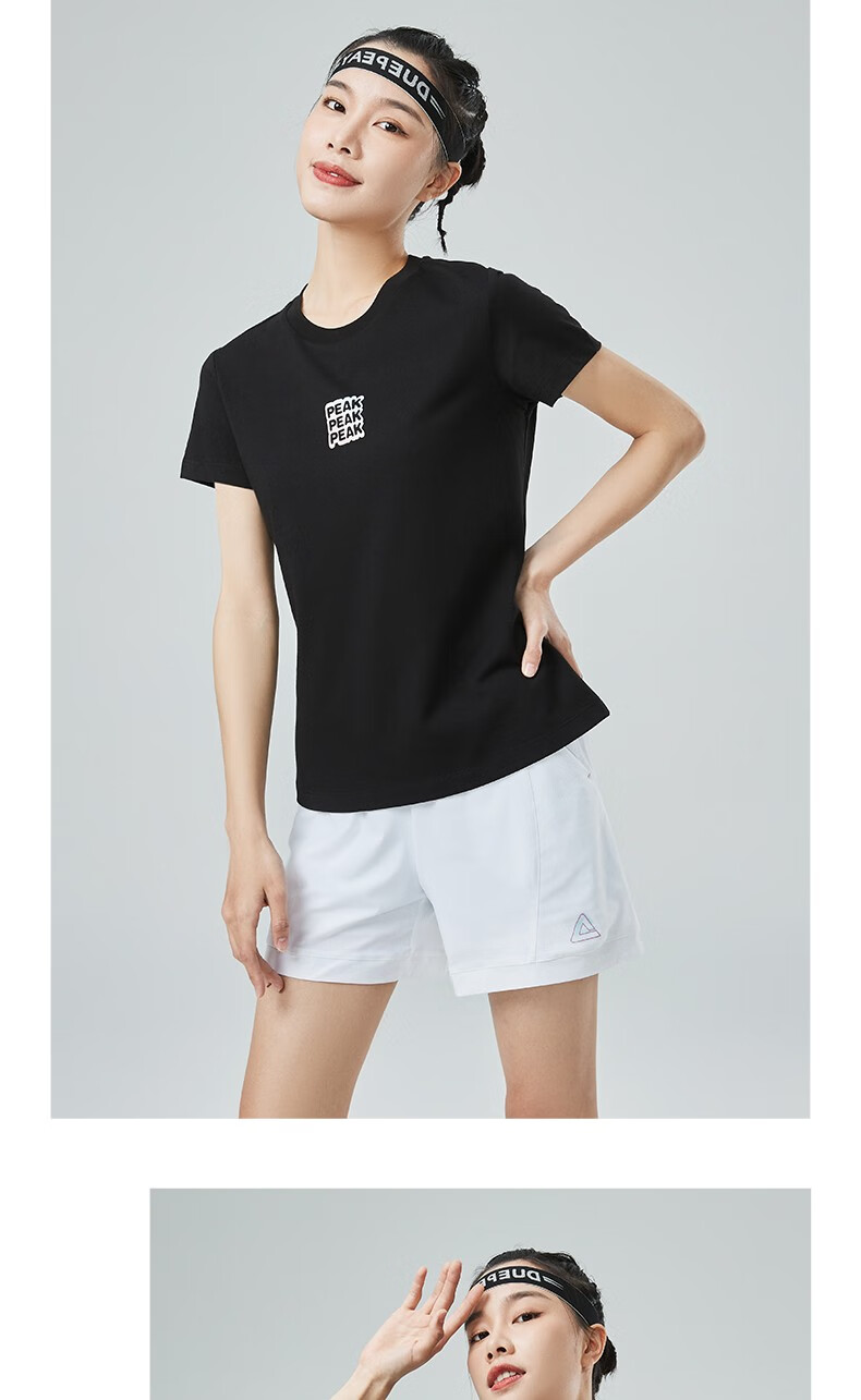 匹克圆领短袖t恤女子2022夏季新款简约时尚大方宽松透气休闲上衣大白