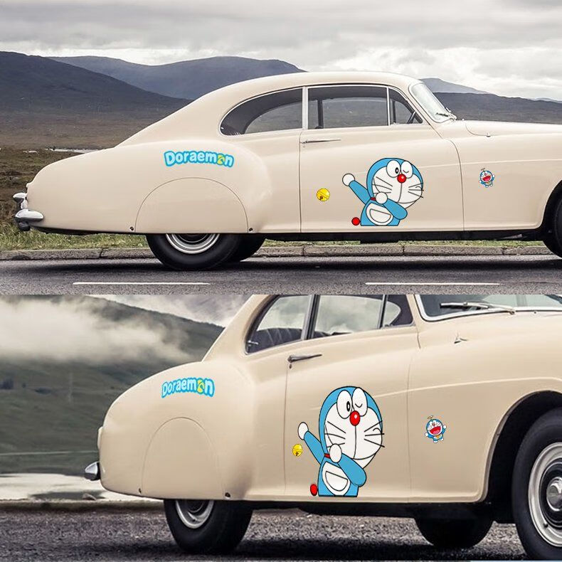 适用于哆啦a梦汽车贴纸机器猫可爱卡通动漫车身划痕装饰车贴叮当猫