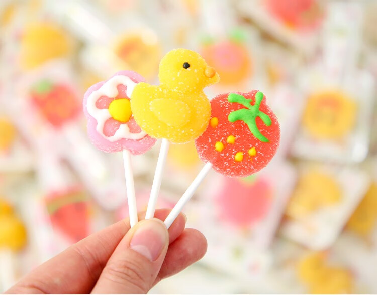茗老汉 网红软糖橡皮棒棒糖好看的儿童糖果零食幼儿园分享小礼物批发