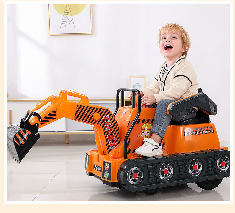 ず迪士尼小孩子宝宝玩的儿童挖掘机玩具车电动挖土机可坐人挖机超大号