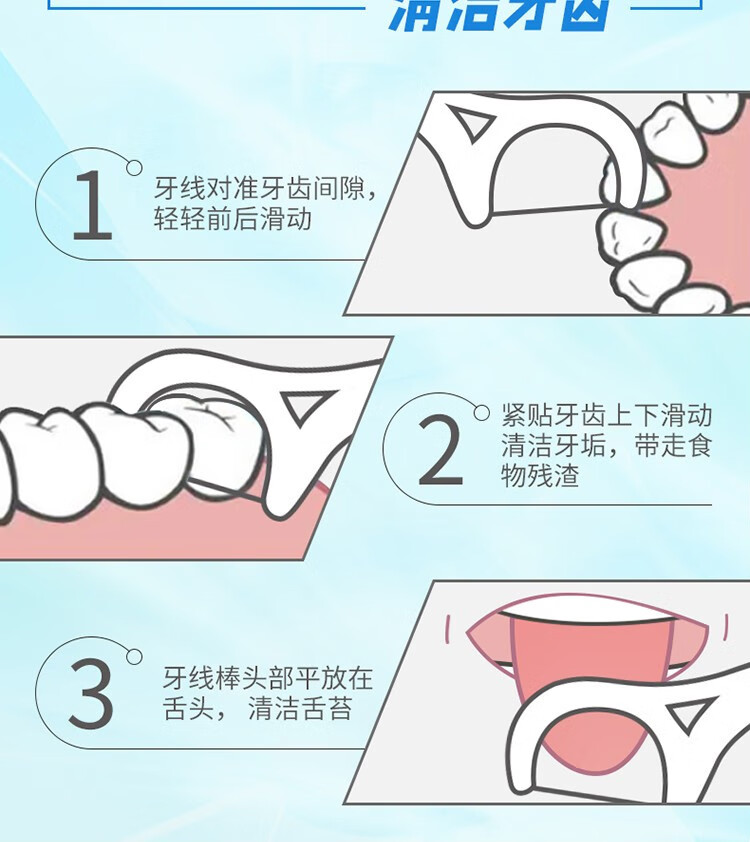 多效护理牙线棒系列50支便携净齿不易断裂扁线多效护理牙线棒独立装