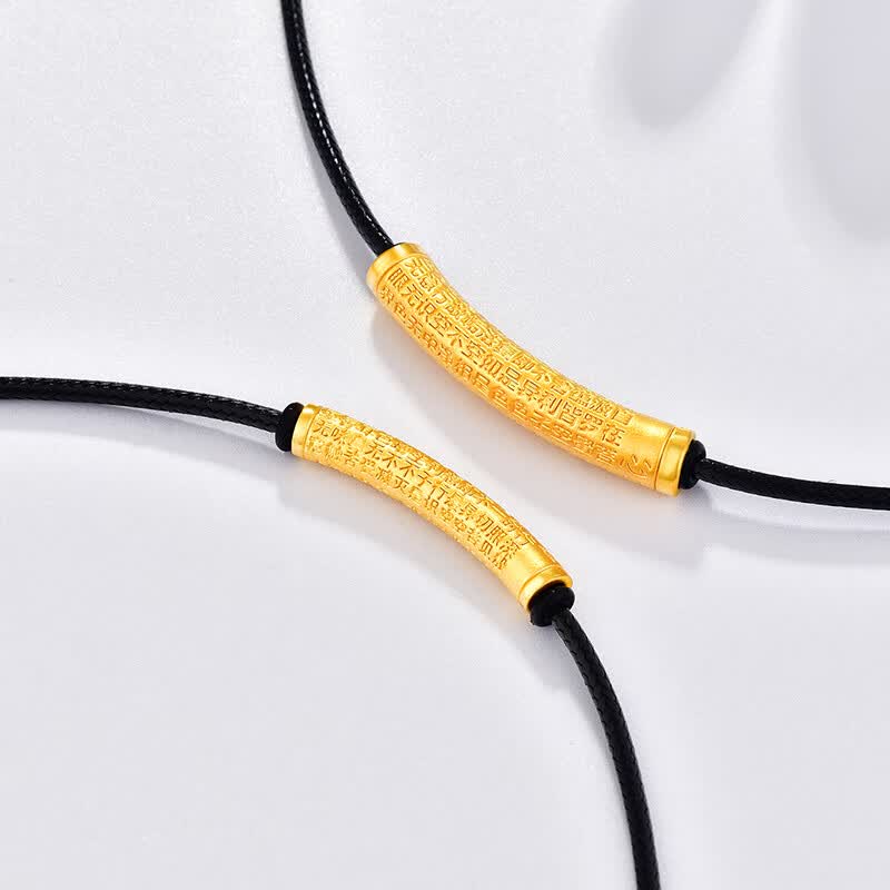 情人节礼物 黄金吊坠男3d硬金本命年红绳心经弯管转运珠女足金999项链