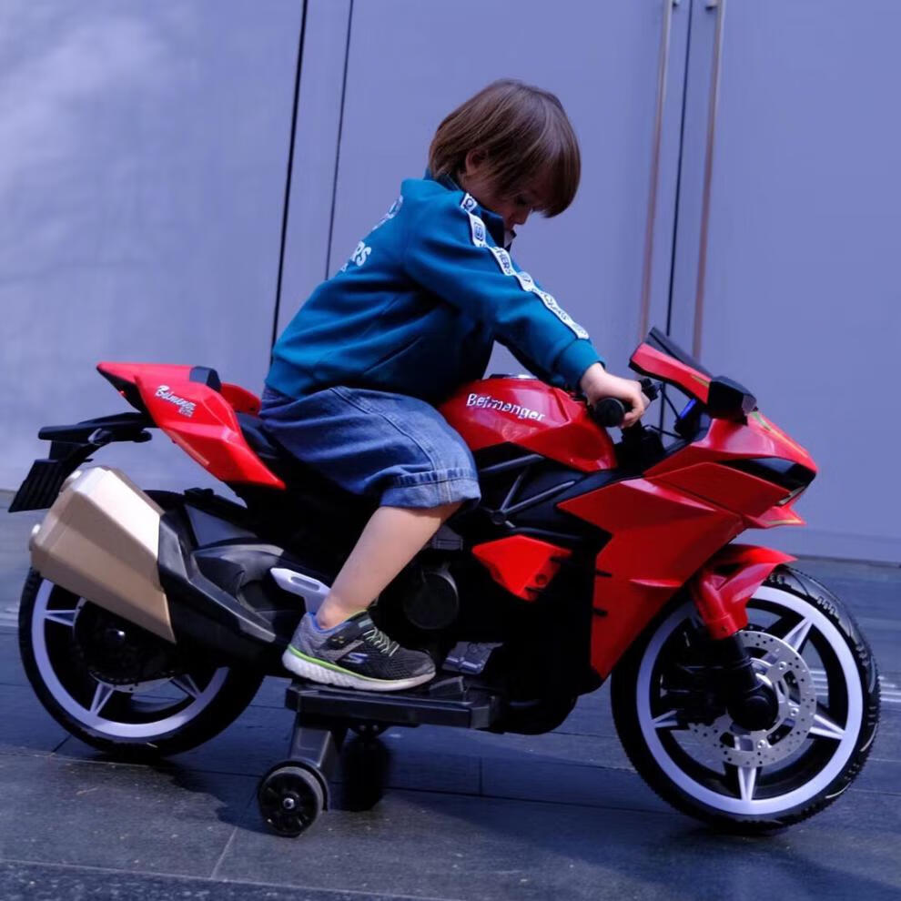 儿童小车两轮宝宝摩托车1到3岁的超大坐人川崎电瓶男女2小孩充电7玩具