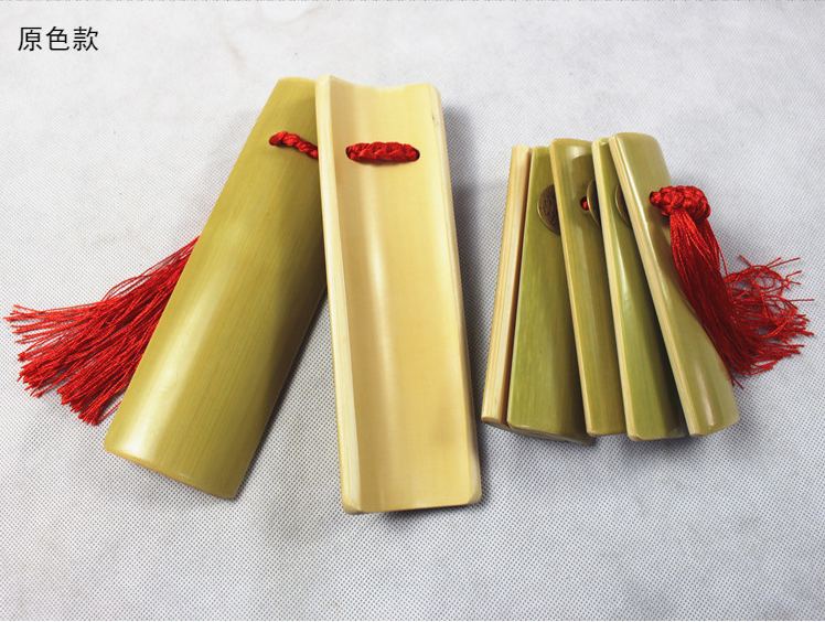 专业天津快板儿童演奏竹板小快板铜钱相声初学绒布袋 棕红色成人【图