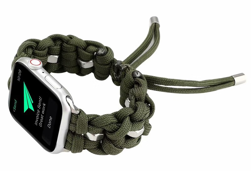 适用watch7/s8表带运动户外编织伞绳表带iwatch7/8代帆布手表带 黑色