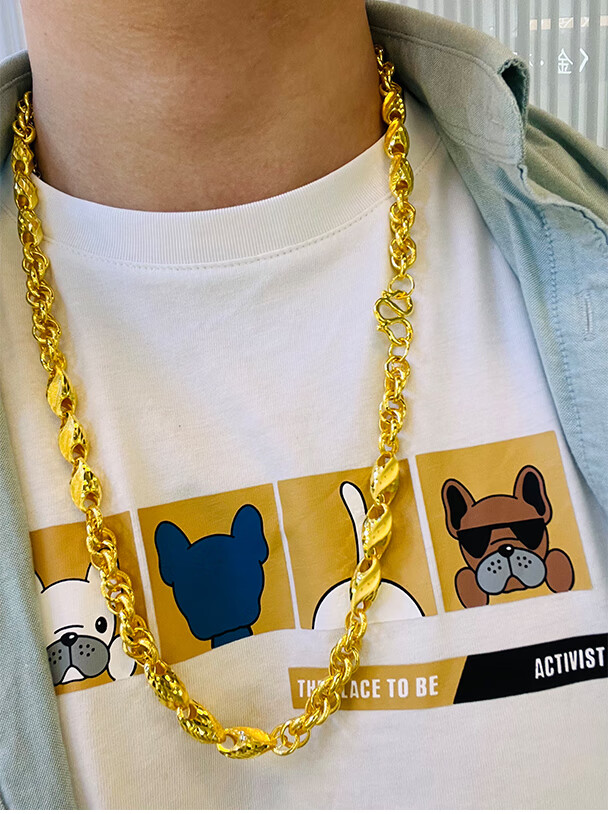 小腰金9999足金黄金项链大克数定制2021年新款男士足金骑士链不带吊坠