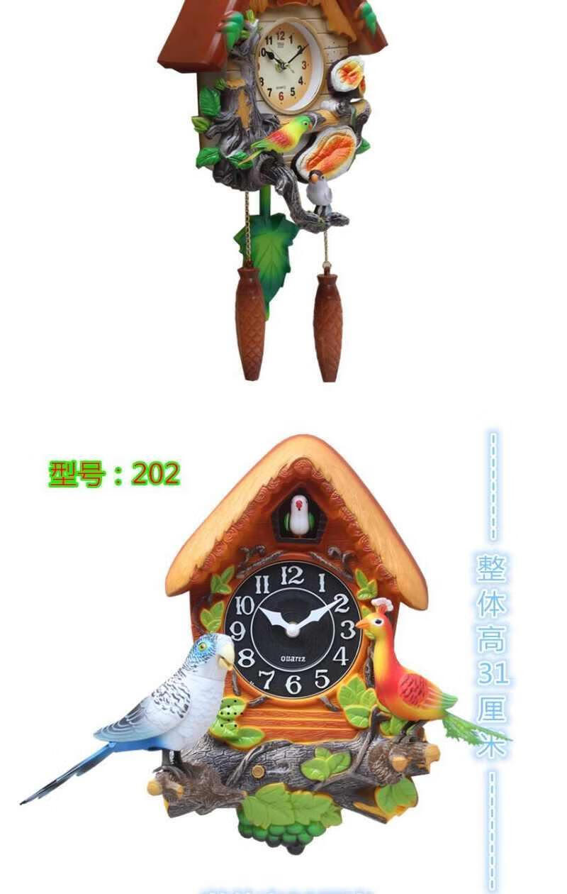 布谷鸟咕咕钟卡通钟表儿童房装饰客厅卧室静音石英挂钟小鸟报时型号