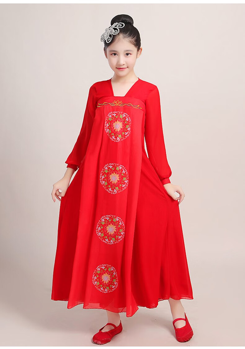儿童古典舞演出服丽人行舞蹈服装女童飘逸中国风双面燕洵扇子服装