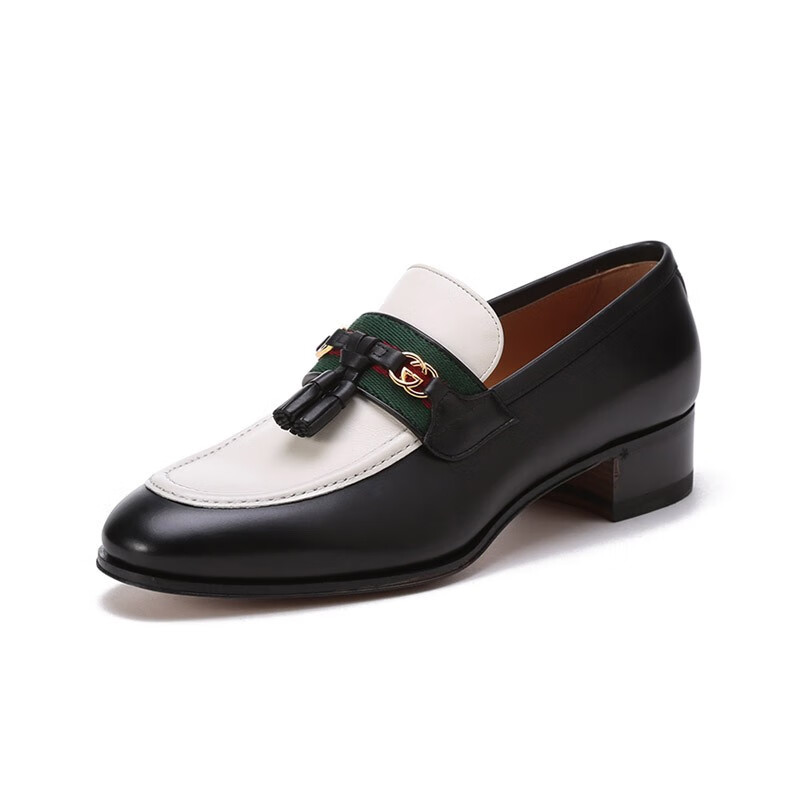 古驰(gucci) 女士皮革单鞋乐福鞋皮鞋 674662 1w6b0 1170 黑色/白色互