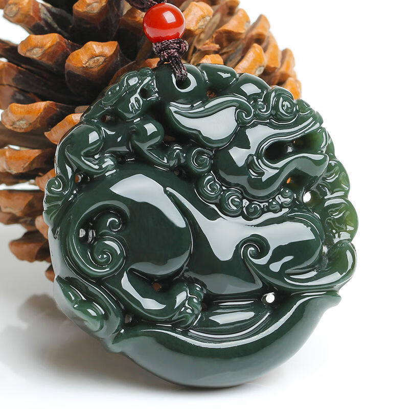 和田玉貔貅吊坠男女款玉石玉坠青玉双面皮丘貔恘项链玉佩单面元宝貔貅