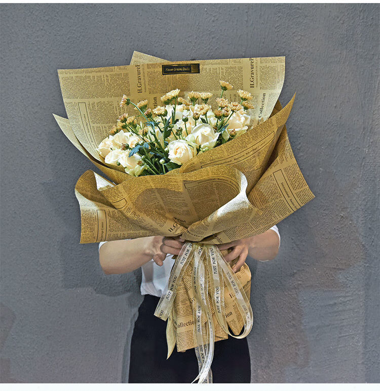 涞思芊*轻奢涞思芊青衣坊英文复古报纸礼品花艺包花纸材料牛皮纸包书